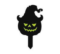 Décoration de jardin en acrylique avec éclairage - Différents visages de citrouille - Décoration d'Halloween lumineuse pour extérieur, véranda, jardin, cour, tous les styles inclus (Black2, 20 cm)