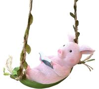 Décoration de jardin en forme de cochon dans un hamac, adorable figurine d'animal à suspendre en résine pour arbres extérieurs et espaces intérieurs, décoration ludique pour la maison et la cour