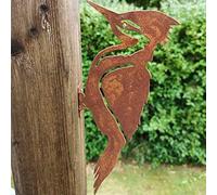 Décoration de jardin en forme de silhouette d'oiseau en métal rouillé, pic, oiseau en fer forgé rouillé, décoration d'extérieur pour jardin, cour, clôture, arbre