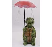 Décoration de jardin en forme de tortue à énergie solaire - Statue de tortue verte de 25 cm avec parapluie LED à suspendre, décoration extérieure imperméable pour terrasse, cour, cadeau pour maman