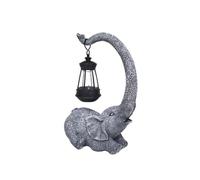 Décoration de jardin en forme d'éléphant - Statue solaire - Lampe de figurines d'extérieur - Décoration de cour - Magnifiquement idéale pour la maison, les anniversaires, la maison (gris foncé, 14 x 9