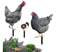 Décoration de jardin en métal, statues décoratives de jardin de poulet, art de cour de poulet, grottes décoratives de jardin, 3 pics de poulet en fer résistants aux intempéries pour paysage, Pâques