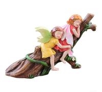 Décoration de jardin en résine avec fleurs endormies et sœurs | Figurine de fée Sisters en résine, motif fleur endormie, 14 x 4 x 8,2 cm