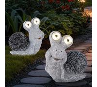 Décoration de Jardin Extérieure Lampe Solaire LED Gris Aspect Pierre'Escargot