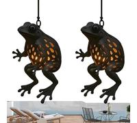 Décoration de jardin grenouille, lampe de décoration extérieure - Lumière chaude en forme de grenouille - Pour terrasse, cour, jardin, clôture, arbre, allée, paysage, maison, chambre, salon, fête