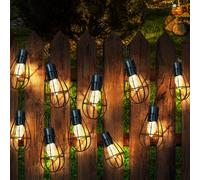 Guirlande lumineuse solaire LED extérieur lampe solaire décoration de jardin style rétro, métal rouille, LED blanc chaud, L 200 cm Nino Lights 69021011