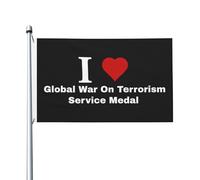 Décoration De Jardin I Love La Médaille Du Service De La Guerre Mondiale Contre Le Terrorisme Double Face Drapeaux Décoratif Suspendre Bannière Décorative Pour Vacances Patio Porche 3X5 Ft
