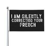 Décoration De Jardin Je Corrige Silencieusement Votre Français Amusant Drapeaux Décoratif Durable Bannière Décorative Pour Porche Maison Bureaux 3X5 Ft