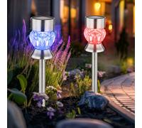 Décoration de Jardin Lampe Solaire Ampoule à Enficher LED RGB Couleur Cristal 2x