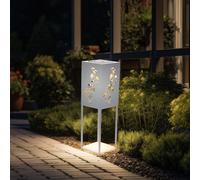 Lampe solaire LED colonne décorative décoration de jardin lumière extérieure décoration solaire lampe de jardin, gris acier inoxydable, batterie IP44, blanc chaud, H 60 cm
