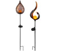 Décoration de jardin lampe solaire enfichable lampe d'extérieur LED lampe sur piquet lampe de jardin, design flamme, LED, H 90 cm, lot de 2