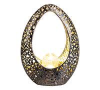 Décoration de jardin Lampes solaires orientales pour l'extérieur Balcon Décoration, poinçonnage décoratif Boule de verre bronze or,1x LED blanc chaud, LxH 21,5 x 27,5 cm