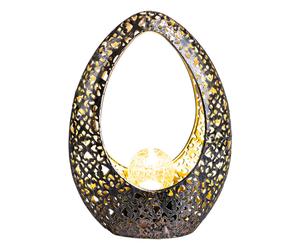 Décoration de jardin Lampes solaires orientales pour l'extérieur Balcon Décoration, poinçonnage décoratif Boule de verre bronze or,1x LED blanc chaud, LxH 21,5 x 27,5 cm