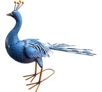 Décoration de jardin, métallique, paon bleu, 23x70x46 cm