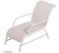 Décoration de jardin miniature - Chaise longue en fer blanc - 6 x 3,3 cm