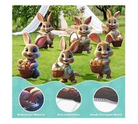 Décoration de Jardin Pâques à Planter - Lot 6 Silhouettes Lapin PVC Extérieur