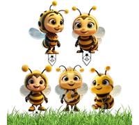 Décoration de Jardin - Petits piquets en Acrylique 2D en Forme d'abeille | Adorable décoration d'art d'extérieur | Jolie décoration de pelouse pour Pots de Fleurs | Ferme, Patio, terrasse, allée