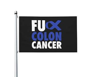 Décoration De Jardin Putain de cancer du côlon Bannière de Cour Pelouse | 3x5 FT Double Face Drapeau décoratif de Jardin UV Fade RéSistant Bannière pour Balcon Fête