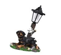 Décoration de jardin réaliste de chien en résine avec éclairage solaire Figurine de chien peinte à la main pour et balcon Ornement de cour Carlin Ornement de cour