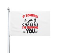 Décoration De Jardin Si Des Zombies Nous Poursuivent, Je Te Fais Un Croche-Pied Pour Halloween Imperméable Drapeau De Bienvenue Double Face Bannière Décorative Pour Balcon Maison Fête 3X5 Ft