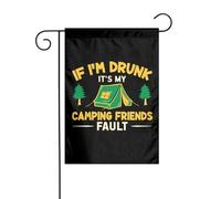 Décoration De Jardin Si Je Suis Ivre C'Est La Faute De Mes Amis Campeurs. Uv Fade Résistant Drapeau De Bienvenue Durable Bannière Pour Extérieure Fête Maison 12X18 Inch