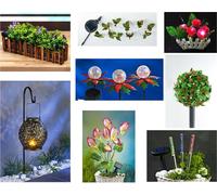 Décoration de jardin solaire LED Boîte à fleurs Lanterne Lampe solaire Chaîne lumineuse Plante artificielle, Variante:Boîte à fleurs blanche