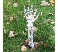 Décoration de jardin squelette d'Halloween avec tête de mort et piquets, conçue pour améliorer les scènes effrayantes dans les jardins ou les cours avant avec un matériau plastique résistant aux