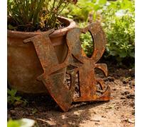 Décoration de jardin vintage en métal rustique avec motif en forme de cœur "AMOUR", sculpture en fer durable pour clôture, patio, décoration murale, convient comme cadeau pour la fête des mères, la fê