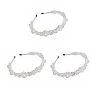 décoration de la chambre Bandeau en cristal, bandeau en cristal de perles, bandeau rembourré for filles, couvre-chef de mariée blanc, cerceau de cheveux charmant(Color:Whitex3pcs,Size:14X13X1cmx3pcs)