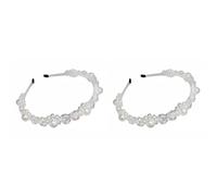 décoration de la chambre Bandeau en cristal, bandeau en cristal de perles, bandeau rembourré for filles, couvre-chef de mariée blanc, cerceau de cheveux charmant(Color:Whitex2pcs,Size:14X13X1cmx2pcs)