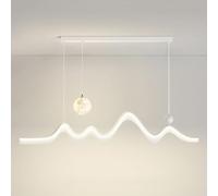 Décoration de la maison Lampe à suspension LED moderne Longue bande Lustre linéaire Vague Lumière Impression 3D Boule de lune Minimalisme Vert Noir Éclairage Plafond blanc Lampe à suspension pour