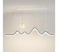 Décoration de la maison Lampe à suspension LED moderne Longue bande Lustre linéaire Vague Lumière Impression 3D Boule de lune Minimalisme Vert Noir Éclairage Plafond blanc Lampe à suspension pour