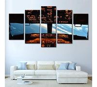Décoration De La Maison Modulaire 5 Pièces Vue Du Ciel Du Cockpit De L'Avion Hd Imprime Photo Peintures Toile Affiche Art Mural Pour Salon Sans Cadre 150 X 100 Cm