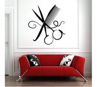 Décoration de la maison Stickers muraux Salon de coiffure 57X61Cm - wdclockyui - Vinyle Noir - Moderne - Sticker mural