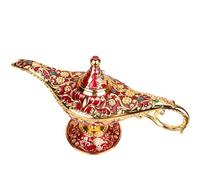 Décoration de la table, lampe alladdin Zinc Alliage Genie lampe Vintage Aladdin Ornement Légende Magic Table Décoration de pour les cadeaux maison Rouge