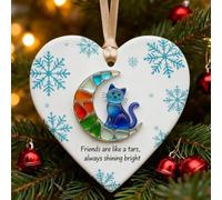 Décoration de l'amitié en forme de cœur, souvenir intemporel en forme de cœur, pendentif de Noël à suspendre pour sapin de Noël, cadeaux d'art en acrylique pour meilleurs amis et amoureux