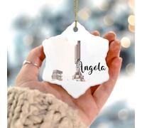 Décoration de l'Angola - Image souvenir d'horizon de la ville - Décoration ronde pour sapin de Noël - Cercle en céramique - Impression paysage urbain et monument - Boule de Noël pour les vacances