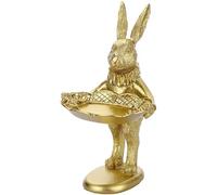 Décoration de lapin en résine facile à nettoyer avec plateau pratique pour ranger les boucles d'oreilles, organisateur de coiffeuse et présentoir à la maison, plateau de rangement élégant pour bijoux
