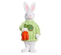 Décoration de lapin inspirée du printemps en résine durable pour étagère, cheminée ou bureau de vacances (vert)