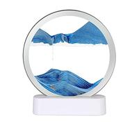 Décoration de l'art du sable en mouvement, Cadre rond en verre avec sable mouvant et lumière, peinture rotative avec sable mouvant et paysages de sable mouvant en 3D dans les profondeurs de la mer(Blu