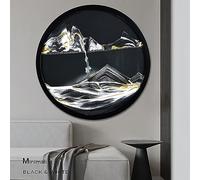 Décoration de l'art du sable en mouvement, Image d'art de sable en mouvement en verre rond 3D Paysages de sable en mouvement Paysage de sable en mer profonde en verre rond 3D Affichage en mouvement Ca