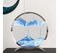 Décoration de l'art du sable en mouvement, Image d'art de sable en mouvement, sablier 3D Paysage de sable de la mer profonde Paysages de sable de la mer profonde 3D en verre rond for la décoration de