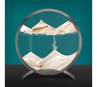 Décoration de l'art du sable en mouvement, Image d'art de sable en mouvement, sablier 3D Paysage de sable de la mer profonde Paysages de sable de la mer profonde 3D en verre rond for la décoration de