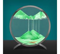 Décoration de l'art du sable en mouvement, Image d'art de sable en mouvement, sablier 3D Paysage de sable de la mer profonde Paysages de sable de la mer profonde 3D en verre rond for la décoration de