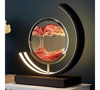 Décoration de l'art du sable en mouvement, Lampe Sands Of Time, image d'art de sable en mouvement, verre rond 3D, paysage de sable de la mer profonde, affichage en mouvement, cadre de sable fluide ave