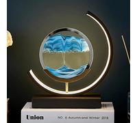 Décoration de l'art du sable en mouvement, Lampe Sands Of Time, image d'art de sable en mouvement, verre rond 3D, paysage de sable de la mer profonde, affichage en mouvement, cadre de sable fluide ave