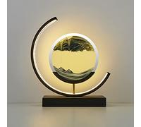 Décoration de l'art du sable en mouvement, Lampe Sands of Time, image d'art de sable en mouvement, verre rond 3D, paysage de sable de la mer profonde en mouvement, cadre de sable fluide avec lampe LED