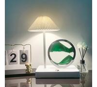 Décoration de l'art du sable en mouvement, Sablier rotatif à 360 ° Paysage de sable de la mer profonde Lumières de sable fluides, image d'art de sable Mouvement liquide Peinture ronde en verre Veilleu