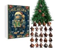 Décoration de l'Avent 2025-2D en acrylique - Décoration de singe - Pendentif singe de 24 jours - Compte à rebours - Pour adultes et - Cadeau de fête - Sapin de Noël - Rétroviseur mural