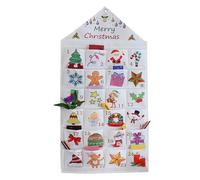 Décoration de l'Avent des Fêtes - Calendrier de l'Avent vide à remplir | Sac de suspension de tissu de poches festives, carte à rebours rechargeable, ornement mural saisonnier d'hiver pour décoration